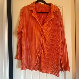 Orange silky top and pants set size M